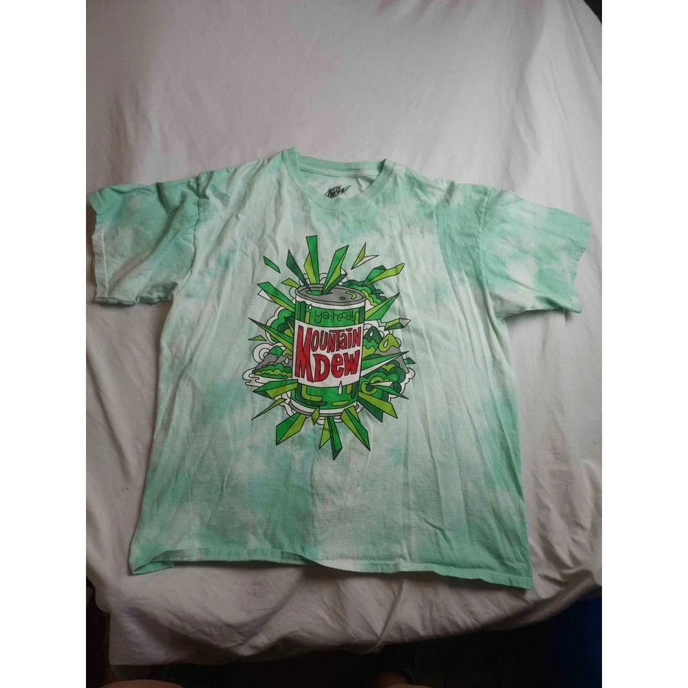 Mountain Dew Ya-Hooo Promo T-Shirt‎ Mens XL Green Tie Dye Soda Pop Streetwear